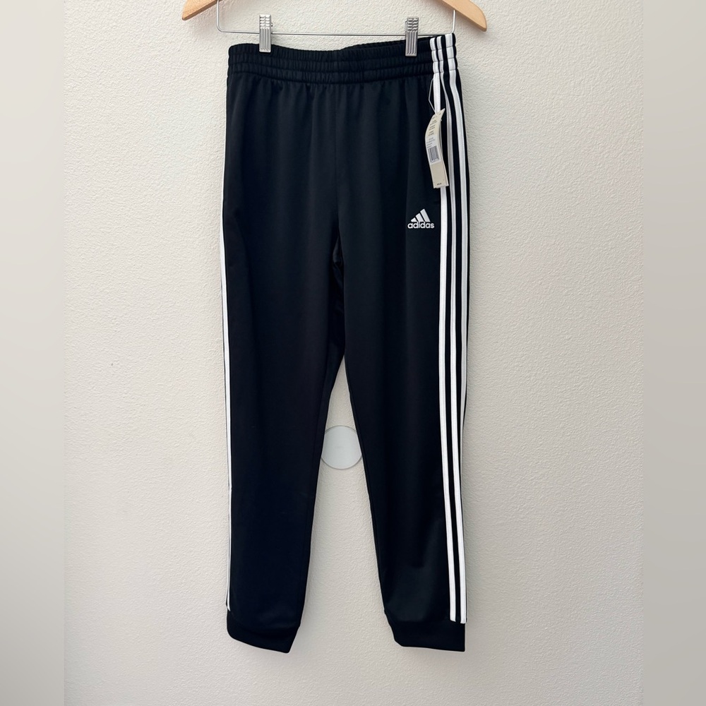 Adidas Kids Black Joggers with White Stripes size boys xL